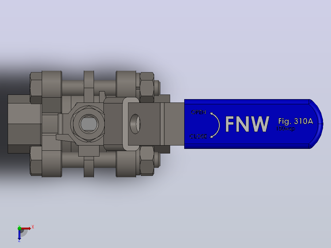 FNW-FNW310ASWC三片式内螺纹球阀俯视图