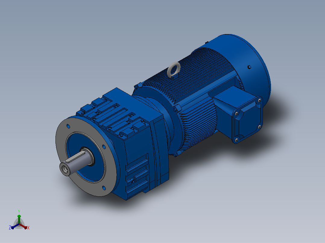 RF57法兰轴伸式安装斜齿轮减速机RF57-Y1.5-4P-90L-M1-0°-Φ200主视图