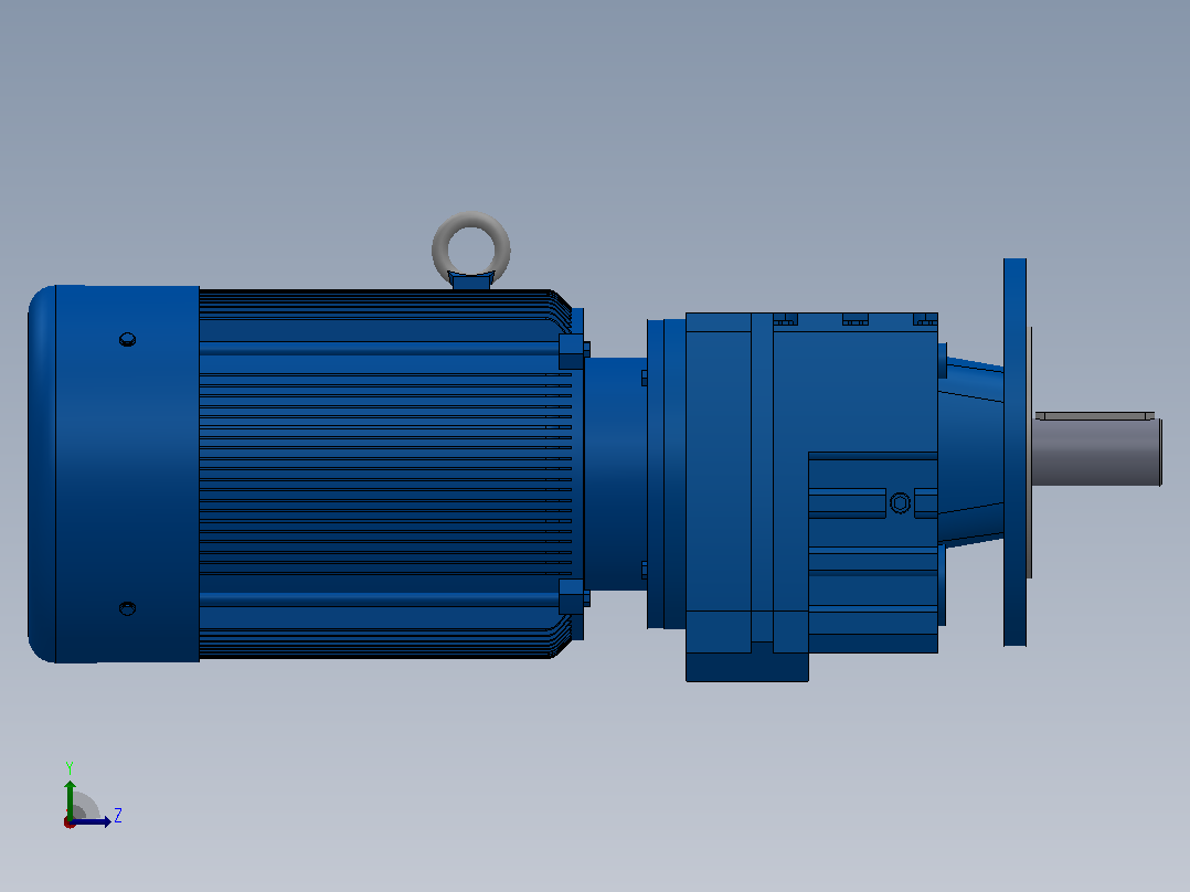 RF57法兰轴伸式安装斜齿轮减速机RF57-Y1.5-4P-90L-M1-0°-Φ200左视图