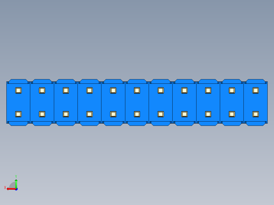 彩色公头100mil（2.54mm）系列-DS1021_blue_2x11p_100mil_Type1_rev1.0后视图