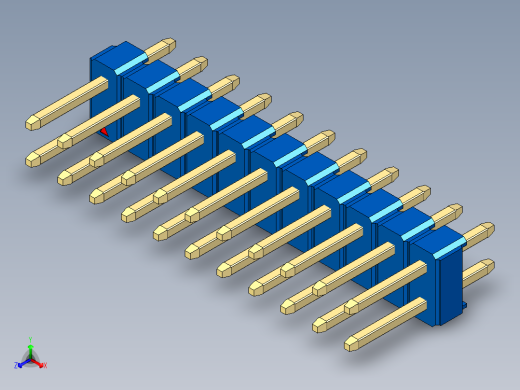 彩色公头100mil（2.54mm）系列-DS1021_blue_2x11p_100mil_Type1_rev1.0正等轴测缩略图