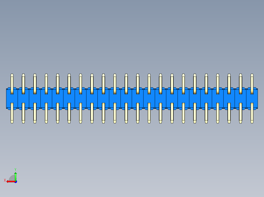 彩色公排针 100mil 2.54mm 系列-DS1022_blue_44p_100mil_TypeSMT_rev1.0后视图
