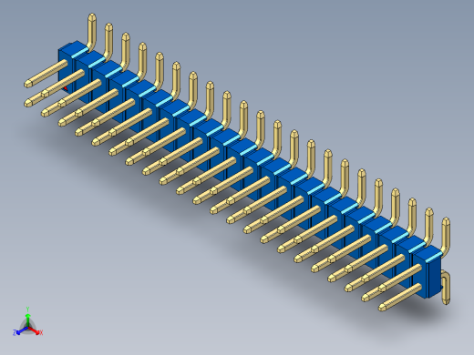 彩色公排针 100mil 2.54mm 系列-DS1022_blue_44p_100mil_TypeSMT_rev1.0正等轴测缩略图