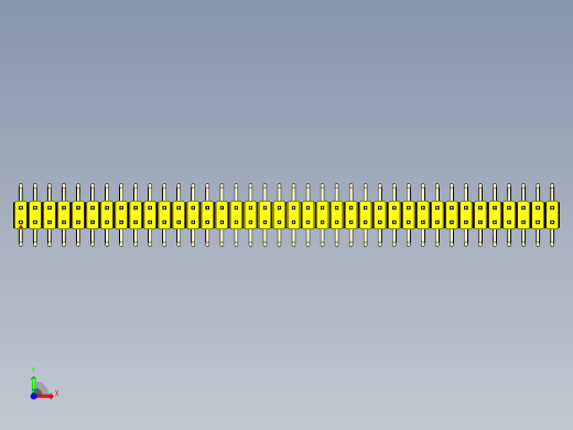 彩色公排针 100mil 2.54mm 系列-DS1022_yellow_76p_100mil_TypeSMT_rev1.0前视缩略图