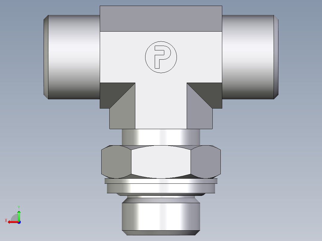 卡套式工业通用硬管接头EO_Adjustable_locknut_branch_tee_TEE10SROMDCF后视图