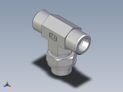 卡套式工业通用硬管接头EO_Adjustable_locknut_branch_tee_TEE10SROMDCF正等轴测缩略图