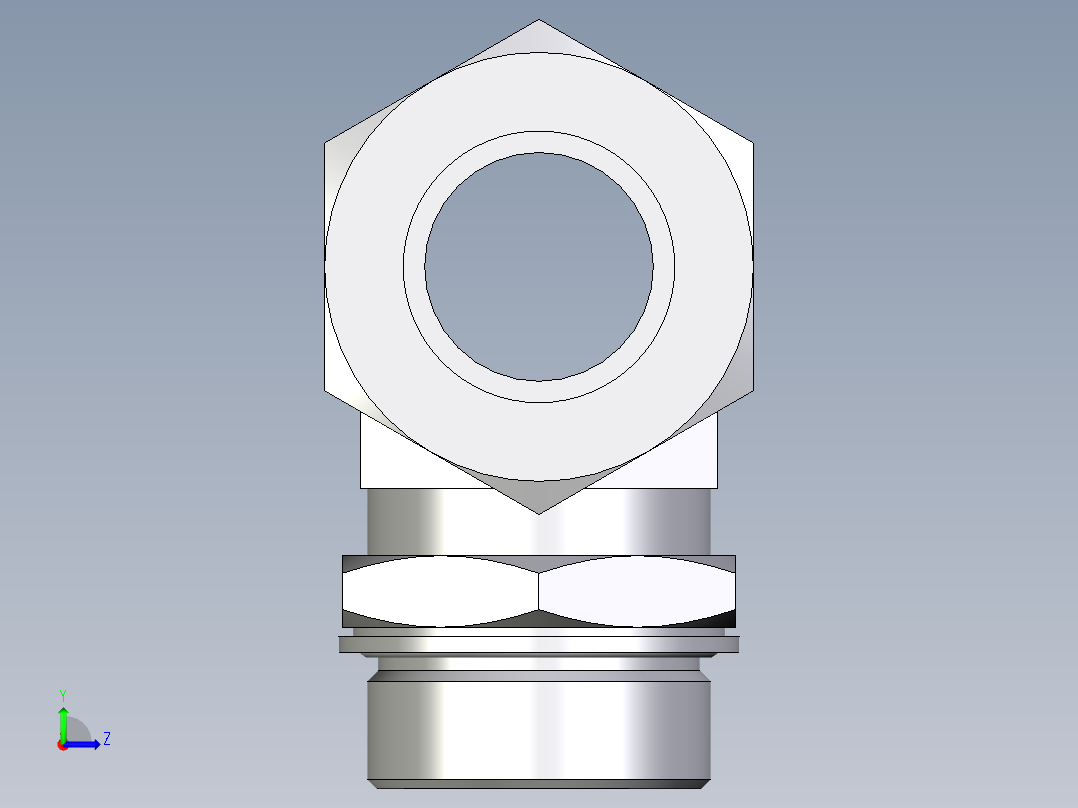 卡套式工业通用硬管接头EO_Adjustable_locknut_branch_tee_TEE38SMCF左视图