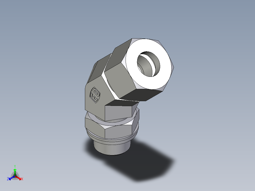 卡套式工业通用硬管接头EO_Adjustable_locknut_45_deg_elbow_VEE12ZSRCF主视图