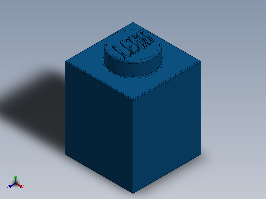 乐高套装 4421基本积木-300523 Bright Blue Brick 1 x 1.SLDPRT正等轴测图