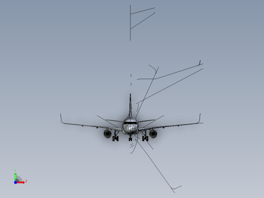 F 空客A320飞机 鲨鱼鳍翼尖小翼 起落架 3D建模 前视缩略图