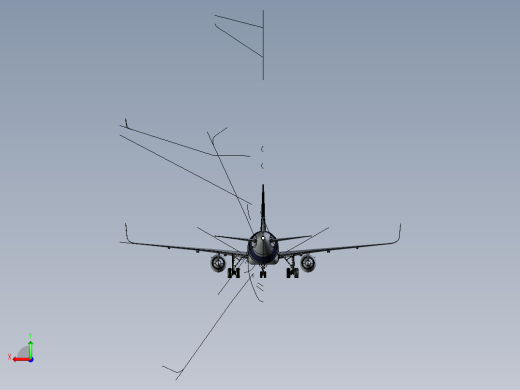 F 空客A320飞机 鲨鱼鳍翼尖小翼 起落架 3D建模 后视缩略图