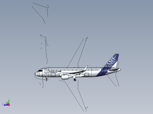 F 空客A320飞机 鲨鱼鳍翼尖小翼 起落架 3D建模 右视缩略图