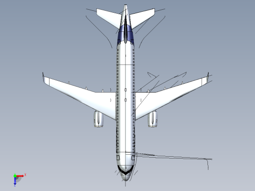 F 空客A320飞机 鲨鱼鳍翼尖小翼 起落架 3D建模 俯视缩略图