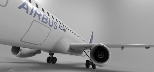F 空客A320飞机 鲨鱼鳍翼尖小翼 起落架 3D建模 缩略图