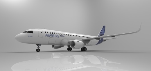 F 空客A320飞机 鲨鱼鳍翼尖小翼 起落架 3D建模 缩略图