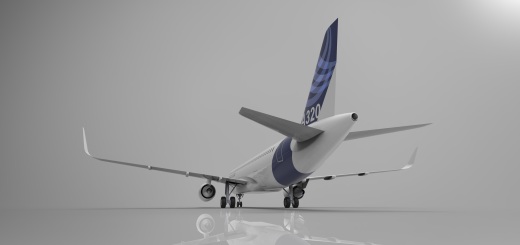 F 空客A320飞机 鲨鱼鳍翼尖小翼 起落架 3D建模 缩略图