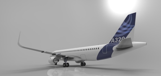 F 空客A320飞机 鲨鱼鳍翼尖小翼 起落架 3D建模 缩略图