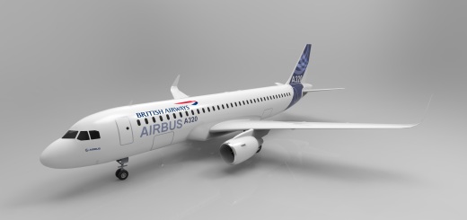 F 空客A320飞机 鲨鱼鳍翼尖小翼 起落架 3D建模 缩略图