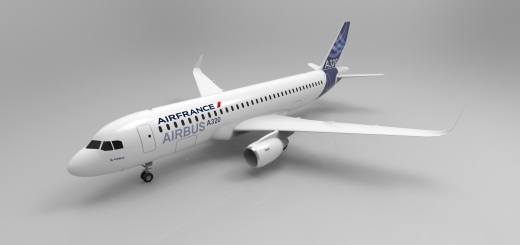 F 空客A320飞机 鲨鱼鳍翼尖小翼 起落架 3D建模 缩略图