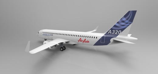 F 空客A320飞机 鲨鱼鳍翼尖小翼 起落架 3D建模 缩略图