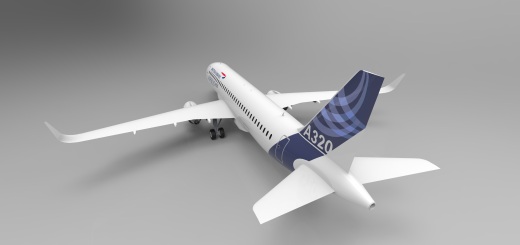 F 空客A320飞机 鲨鱼鳍翼尖小翼 起落架 3D建模 缩略图