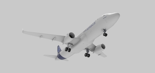 F 空客A320飞机 鲨鱼鳍翼尖小翼 起落架 3D建模 缩略图