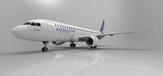 F 空客A320飞机 鲨鱼鳍翼尖小翼 起落架 3D建模 缩略图