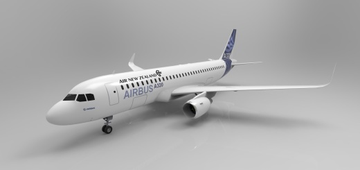 F 空客A320飞机 鲨鱼鳍翼尖小翼 起落架 3D建模 缩略图