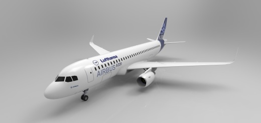 F 空客A320飞机 鲨鱼鳍翼尖小翼 起落架 3D建模 缩略图