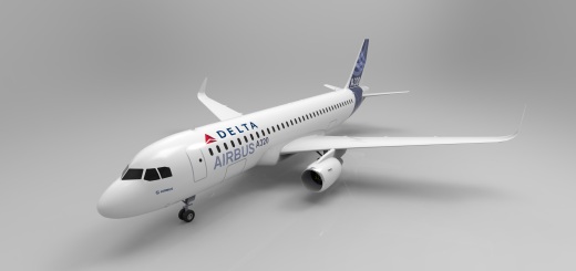 F 空客A320飞机 鲨鱼鳍翼尖小翼 起落架 3D建模 缩略图