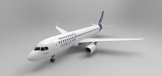F 空客A320飞机 鲨鱼鳍翼尖小翼 起落架 3D建模 缩略图