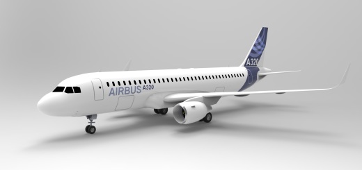 F 空客A320飞机 鲨鱼鳍翼尖小翼 起落架 3D建模 缩略图