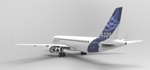 F 空客A320飞机 鲨鱼鳍翼尖小翼 起落架 3D建模 缩略图