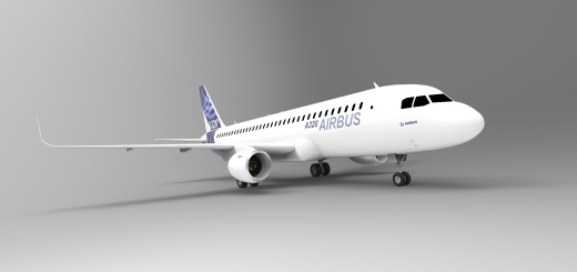 F 空客A320飞机 鲨鱼鳍翼尖小翼 起落架 3D建模 缩略图