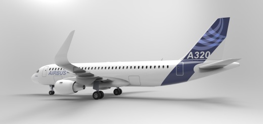 F 空客A320飞机 鲨鱼鳍翼尖小翼 起落架 3D建模 缩略图