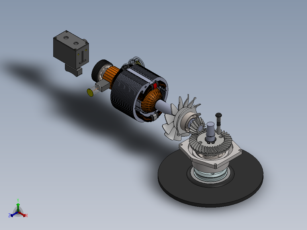 角磨机(4)正等轴测图