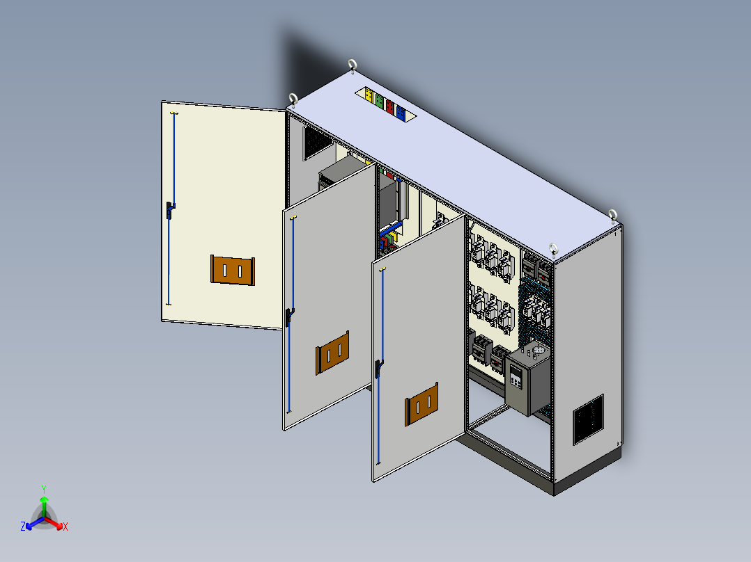 三柜组装刀开关控制柜 55158正等轴测图