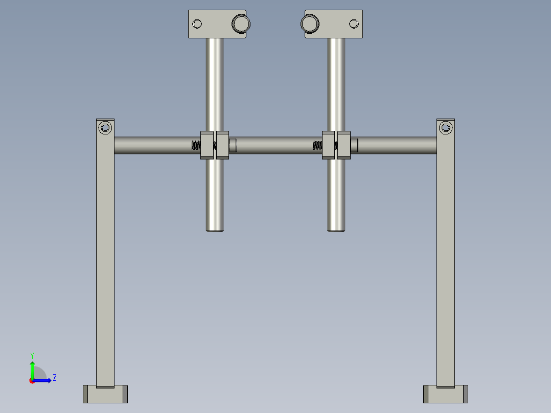RS-滚胶机第一段宽度调节杆组合左视图