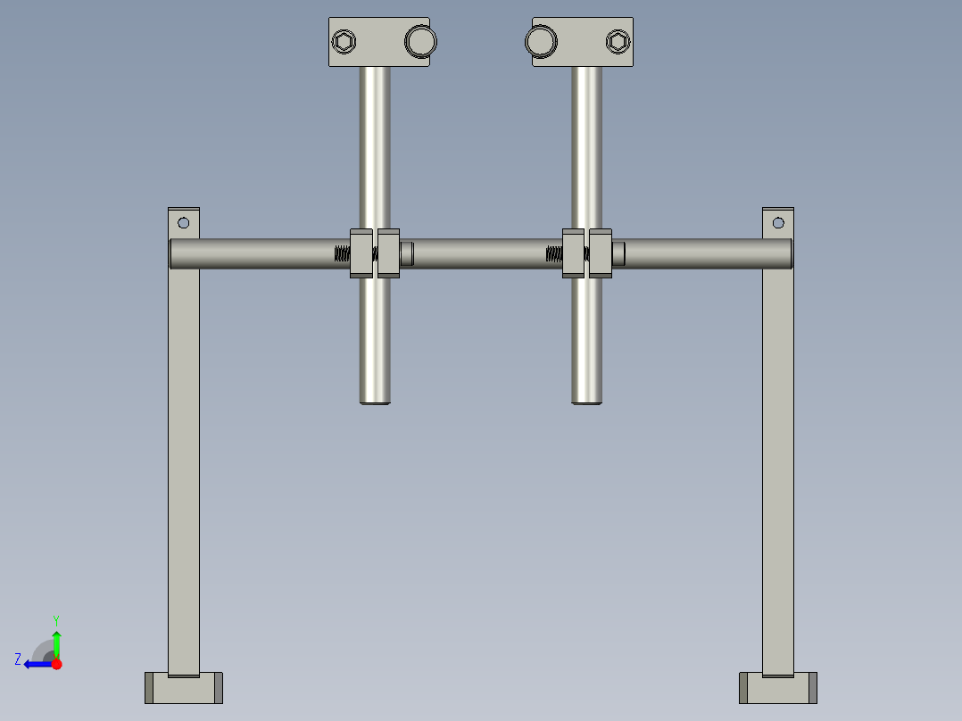 RS-滚胶机第一段宽度调节杆组合右视图
