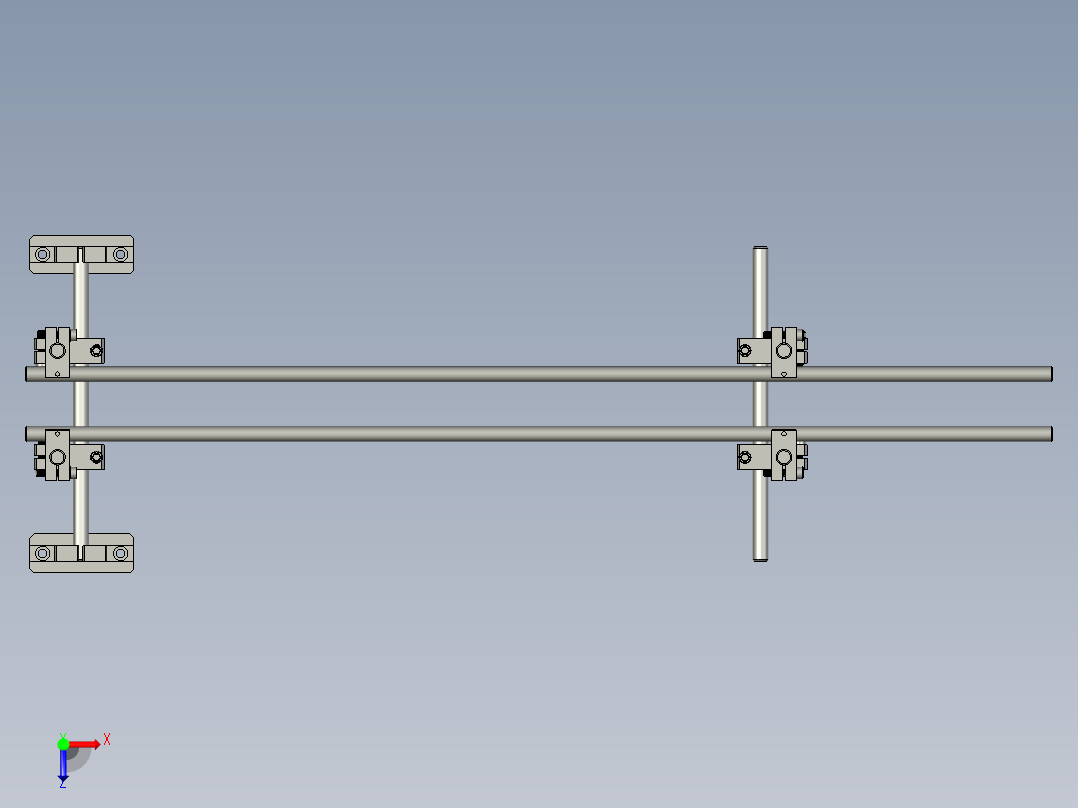 RS-滚胶机第一段宽度调节杆组合俯视图