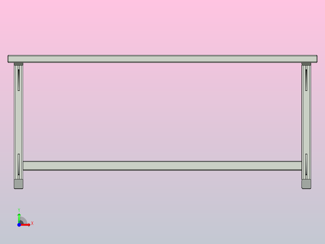 重型钢桌前视图