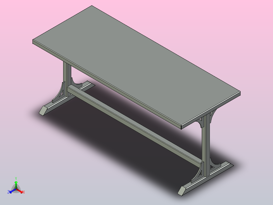 重型钢桌正等轴测图