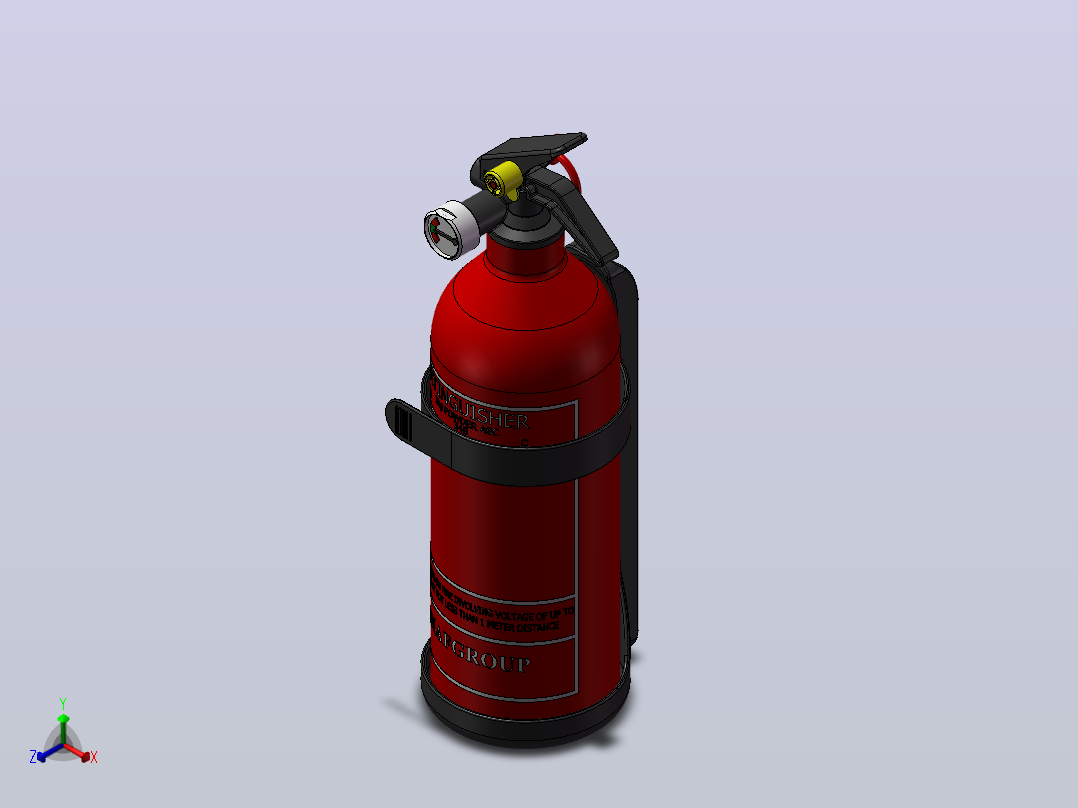 灭火器（1kg）设计模型正等轴测图