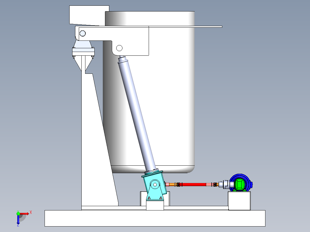 中频电炉倾倒机械系统设计(sw+cad+说明书)俯视图