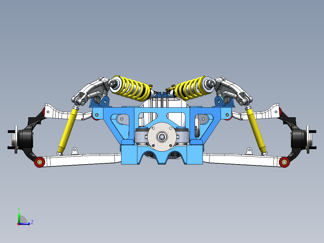 小型跑车的悬臂悬架3D数模图纸 Solidworks设计左视图