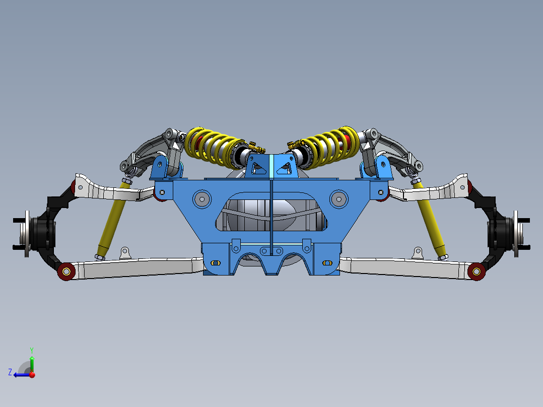 小型跑车的悬臂悬架3D数模图纸 Solidworks设计右视图