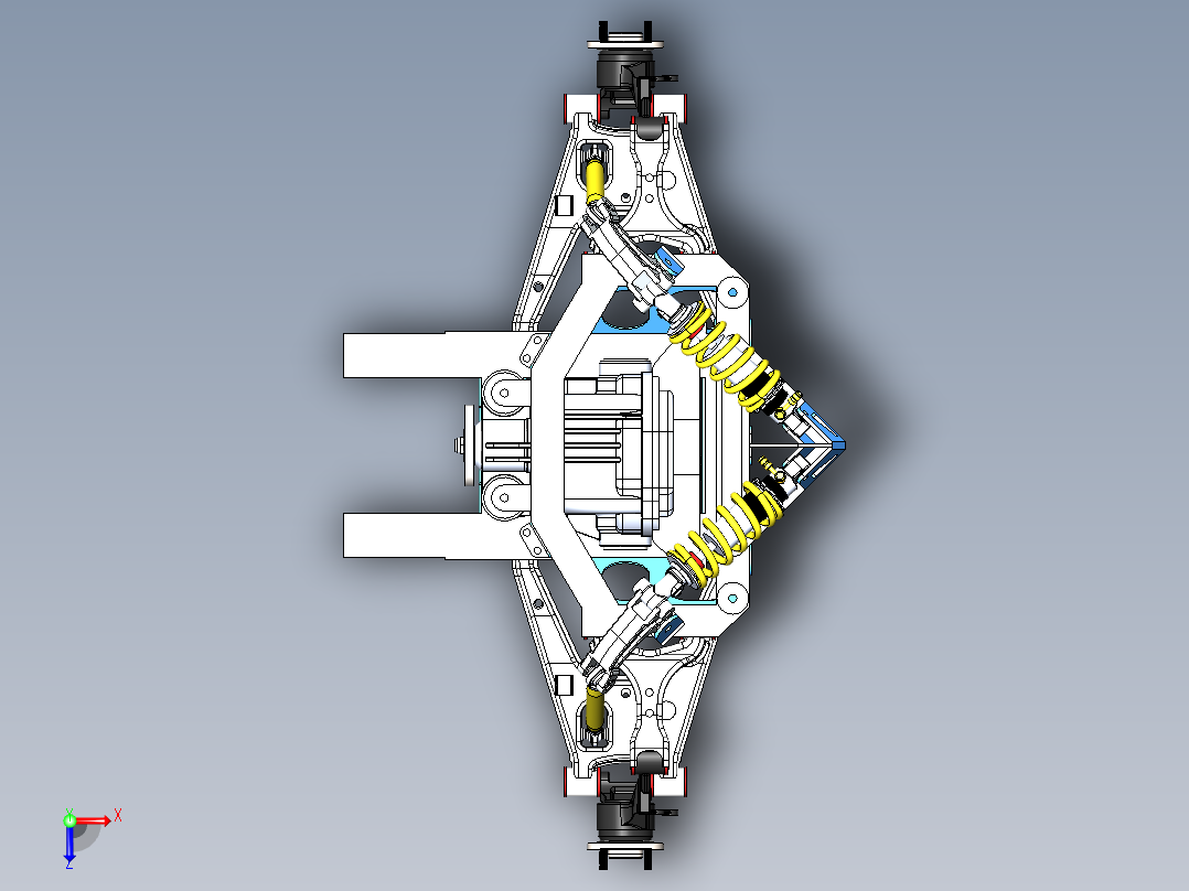 小型跑车的悬臂悬架3D数模图纸 Solidworks设计俯视图