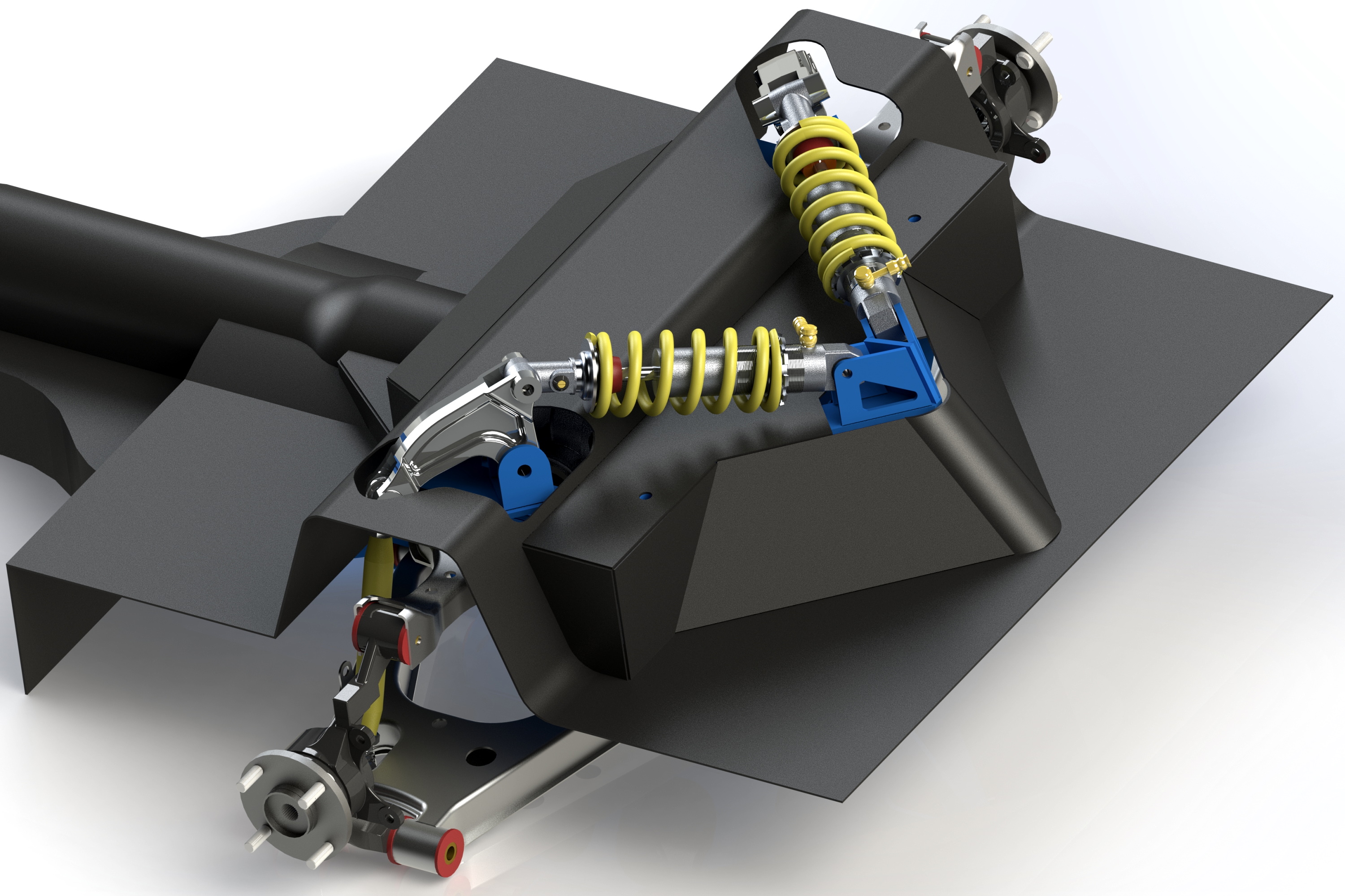 小型跑车的悬臂悬架3D数模图纸 Solidworks设计