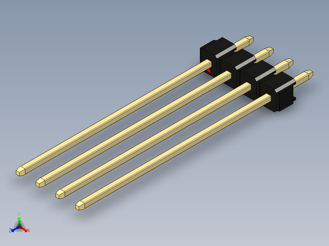 彩色公头100mil（2.54mm）系列-DS1021_black_1x04p_100mil_Type43_rev1.0主视图