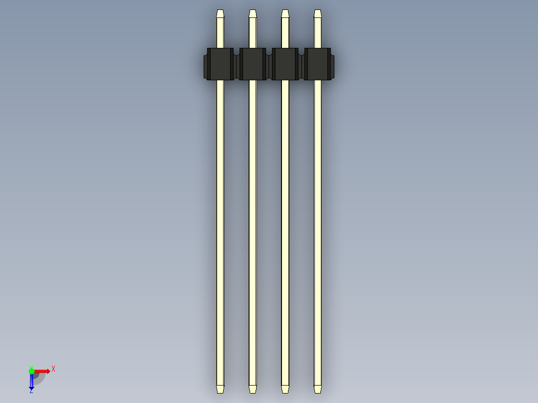 彩色公头100mil（2.54mm）系列-DS1021_black_1x04p_100mil_Type43_rev1.0俯视图